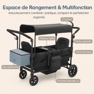 Poussette Chariot Familiale 4-en-1 | Sekey™