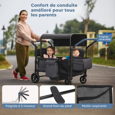 Poussette Chariot Familiale 4-en-1 | Sekey™